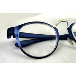 Lunettes loupes 3/4 cercles mixtes fine lame métal bleu