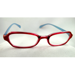 Lunettes loupes rectangles rouge et branches bicolores