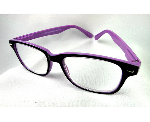 Lunettes loupes +6.5, +7 bicolore violet style wayfarer Flex